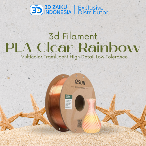 eSUN PLA Clear Rainbow 3D Filament Multicolor Translucent High Detail Low Tolerance
